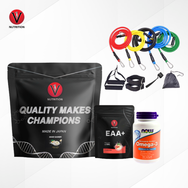 Combo Tăng Cân & Tập Luyện Tại Nhà ( V1 mass + Omega + BCAA + Dây)