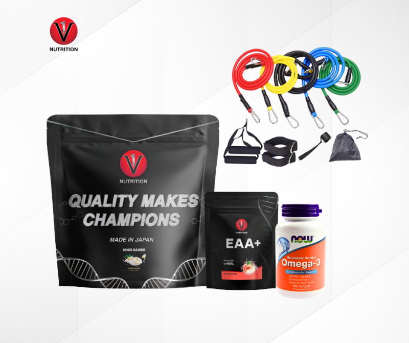 Combo Tăng Cân & Tập Luyện Tại Nhà ( V1 mass + Omega + V1 eaa + Dây)