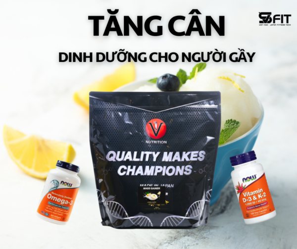 Dinh dưỡng cho người gầy (V1 mass + Omega + D3K2)